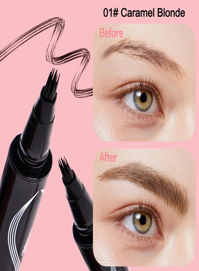 Agthyuve Eyebrow Pen, Waterproof Microblading Eyebrow Pencil for Women – Multi-Fork Precision Tip Creates Natural Hair-Like Strokes Brow Pencil, Angled Brow Brush Easy to Use & Long Lasting 01# Caramel Blonde - Image 2